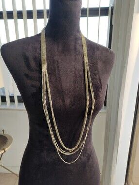 Vintage Silver-Tone Multi-Strand Draped Mesh & Chain Layered Statement Necklace